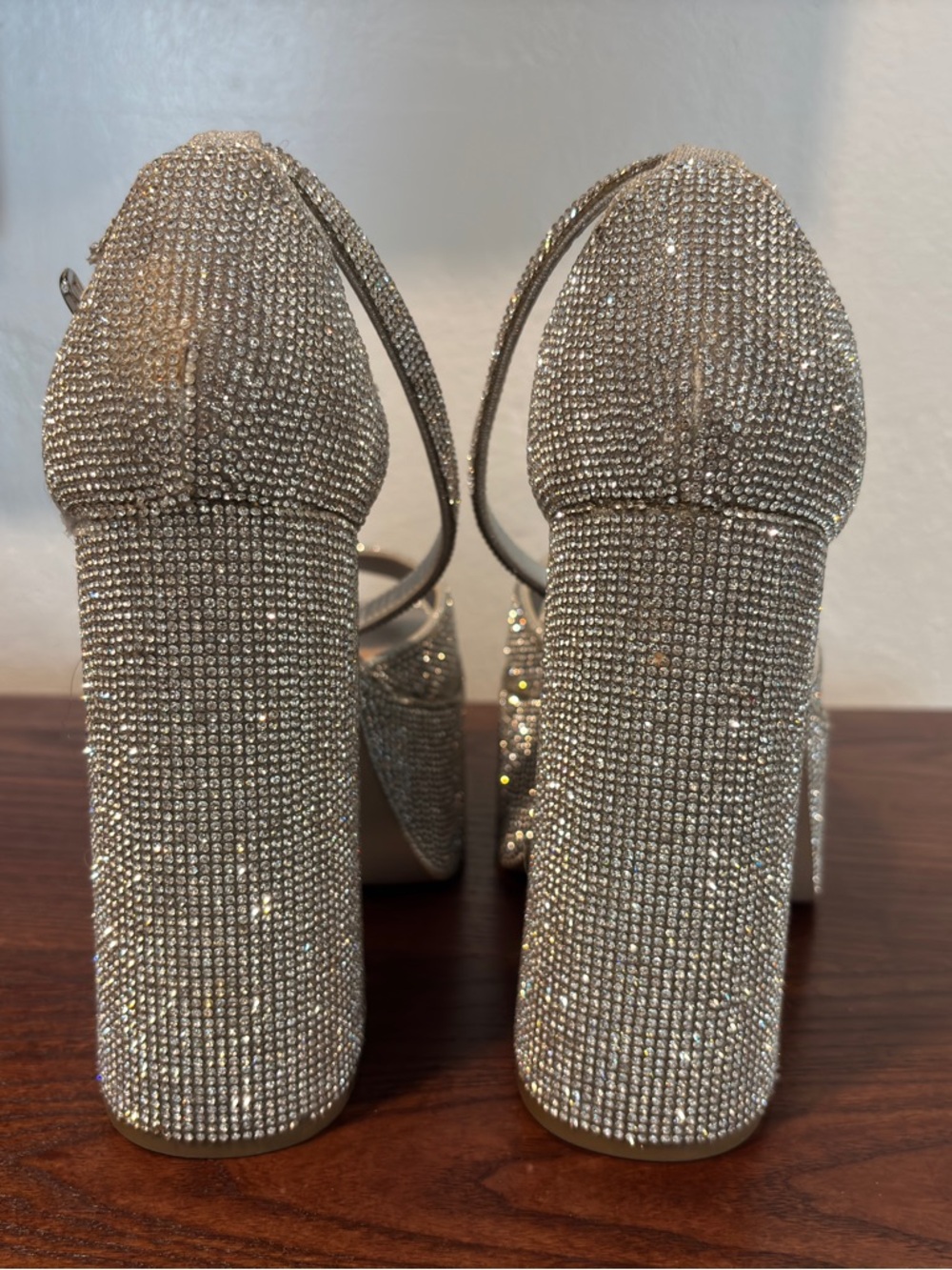 Steve Madden Kassiani Silver Crystal Platform Sandals size 7 - Picture 3 of 8
